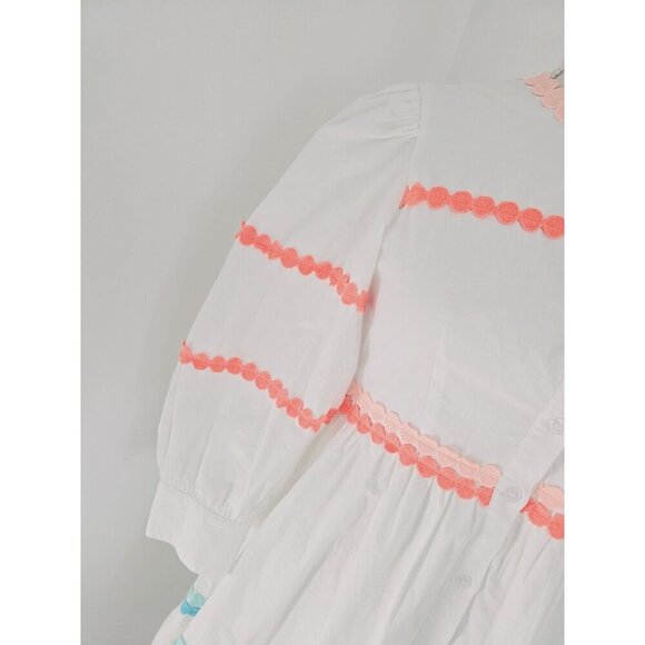 Marie By Victoria Dunn Amelie White Cotton Provence Long Sleeves Midi Dress XS - Picture 6 of 14